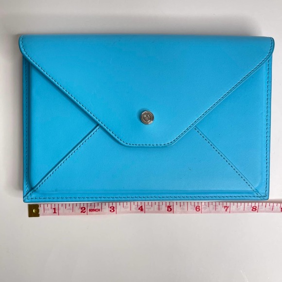 unknown Handbags - SOLD Bright Aqua Blue Envelope Clutch Minaudiere E-Reader Case Magnetic Closure